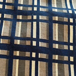 Blue grey white plaid heavy-weight fortrel